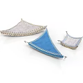 Blue And Beige Fabric Storage Baskets With Metal Trim For Home Use
