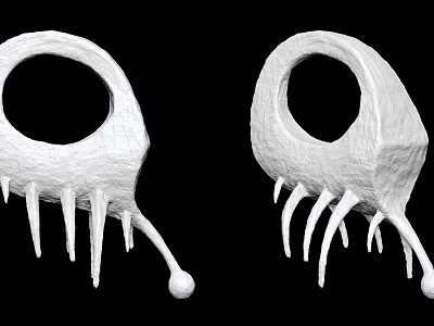 Abstract White Jewelry With Irregular Shape Hollow Circle And Spike Decorations 3d model