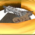 Futuristic Sci-Fi Mechanical Terrain Platform With Metal Frames And Panel Modules
