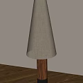Modern Floor Lamp With Light Fabric Shade And Wooden Base On Wooden Floor