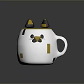 Cute White Mug With Cat Face Design And Yellow Black Accents For Home Use