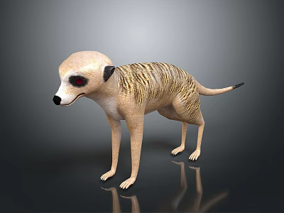 Meerkat Standing On Black Surface With Red Eyes And Realistic Fur Details 3d model