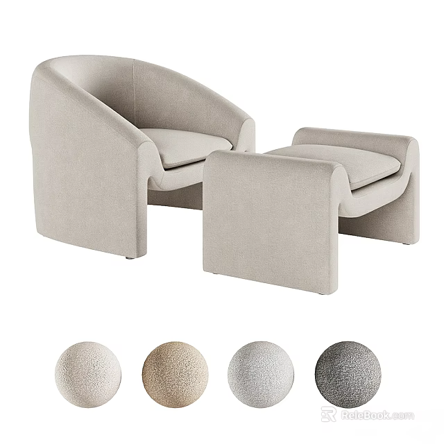 Comfortable Modern Leisure Chair With Ottoman And Four Color Options 3d model 