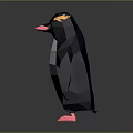 Decorative Origami Penguin With Dark Blue Body White Belly Pink Beak Feet And Yellow Crest