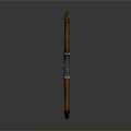 Traditional Wooden Bow With Brown Body Green Circular Decorations And Green Arrow On String