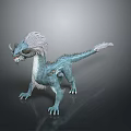 Game Movie Character Light Blue Dragon With White Mane And Sharp Claws