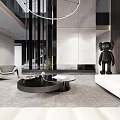 Modern Duplex Living Room With Minimalist Design And Art Sculpture