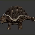 Mythical Turtle With Rock Like Shell Horned Head Rough Skin And Spiked Tail
