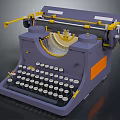 Vintage Typewriter With Purple Body Yellow Accents Orange Panel Classic Design And Mechanical Keyboard