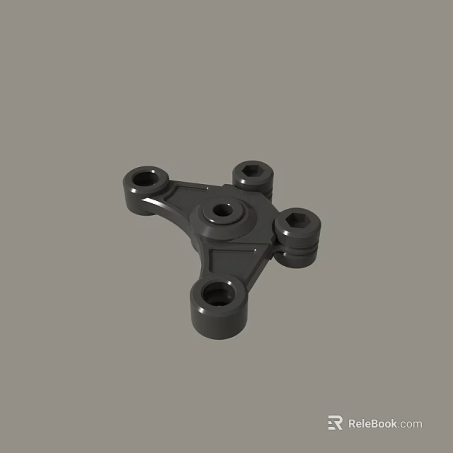 Black Metal Mechanical Connector Bracket With Four Mounting Holes And Symmetric Design 3d model 