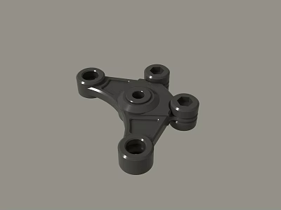 Black Metal Mechanical Connector Bracket With Four Mounting Holes And Symmetric Design 3d model