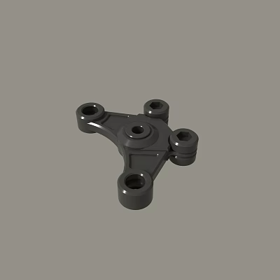 Black Metal Mechanical Connector Bracket With Four Mounting Holes And Symmetric Design 3d model