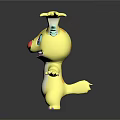 Cute Fantasy Game Movie Character With Yellow Body White Belly Red Nose And Blue Eyes