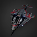Futuristic Sci Fi Aircraft With Sleek Red Gray Design Illuminated Cockpit And Advanced Weaponry