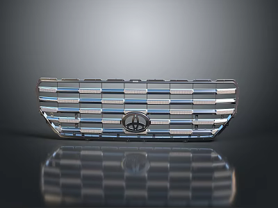 Contemporary Architectural Grille With Silver Metal Stripes Central Logo And Reflective Finish 3d model