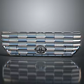 Contemporary Architectural Grille With Silver Metal Stripes Central Logo And Reflective Finish