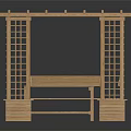 Wooden Garden Pergola With Lattice Sides Beam Roof Bench And Table