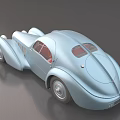 Light Blue Classic Vintage Car With Streamlined Design Red Interior And Chrome Grille