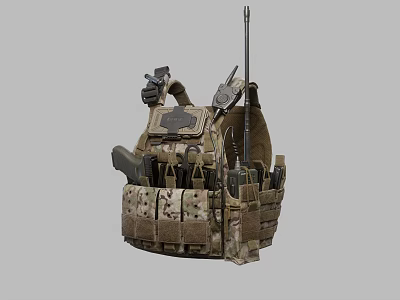 Camouflage Tactical Vest with Multiple Pockets Gear Attachments and Durable Straps for Military Operations 3d model