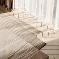 Modern Square Rug With Neutral Tones On Wooden Floor In Living Room Interior