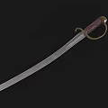 Antique Saber Sword with Curved Steel Blade Leather Wrapped Handle and Brass Guard Ring