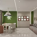 Modern Hotel Mahjong Room Interior With Comfortable Sofas Mahjong Table And Decorative Shelves 3d model