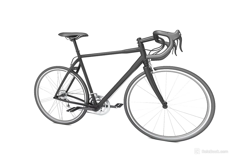 Black Road Bicycle With Sleek Frame Drop Bars And Narrow Tires 3d model 