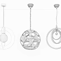 Modern Pendant Lights Featuring Circular Rings And Hollow Spherical Metal Frames 3d model