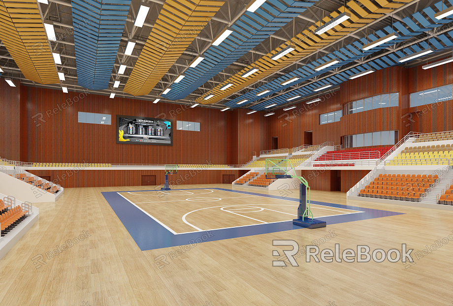 modern basketball court model