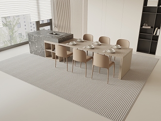 Modern Nakajima Dining Table and Chair Combination 3d model