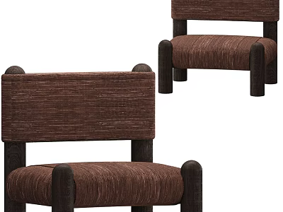 Modern Brown Accent Chair With Fabric Upholstered Seat Backrest And Wooden Legs 3d model