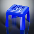 Blue Plastic Stool With Hollow Grid Seat Design And Smooth Reflective Surface 3d model