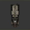 Military Green Tracked Vehicle With Open Cargo Bed And Star Emblem