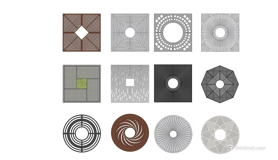 Flower Planters With Diverse Decorative Designs Including Square Round And Octagonal Shapes 3d model 