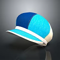 Color Block Denim Hat Featuring Blue Light Blue Beige Panels And White Brim