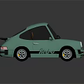Retro Teal Sports Car With Brown Interior Lilla Logo And Rear Spoiler