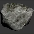 Natural Rough Textured Stone With Moss Covered Surface On Dark Background And Subtle Reflection