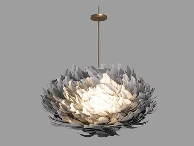 Modern Elegant Flower Shaped Chandelier With Soft Lighting And Petal Design 3d model