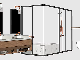 Modern shower room wash basin shower room 3d model