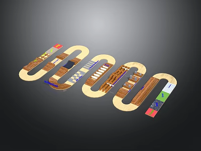 Modern Electronic Appliances Display Layout Featuring Circular Path And Product Zones 3d model