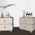 Modern Cream Style Bedside Table Cream Bedside Table 3d model
