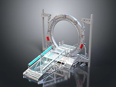Commercial Equipment With Circular Structure Metal Frame Staircase And Access Platform 3d model