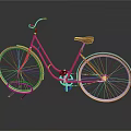 Red Vintage Bicycle With Brown Seat And Gold Rimmed Wheels On Reflective Surface