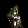 Photo Check In Spot with Glowing PASSION Sign Lanterns Green Plants Mountain Scene Lighted Panels