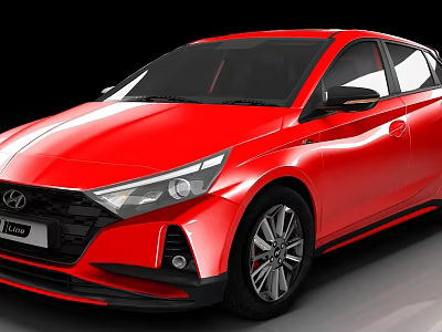 Red Hyundai Hatchback Exterior Design With Sleek Front Fascia And Alloy Wheels 3d model