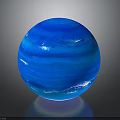 Blue Decorative Glass Sphere With Swirl Textures Shiny Surface And Reflective Base