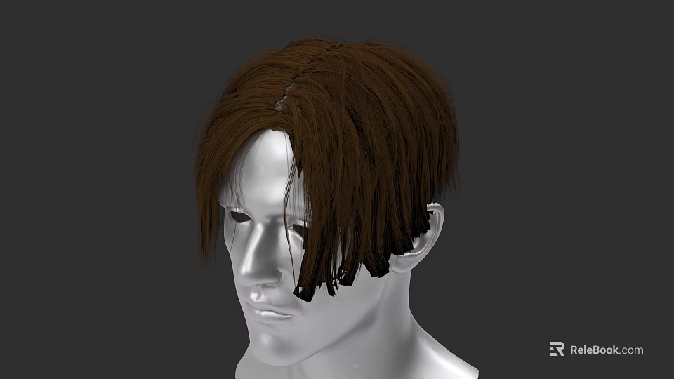 Game and Movie Character 3D Model with Brown Layered Hairstyle and Detailed Design 3d model 