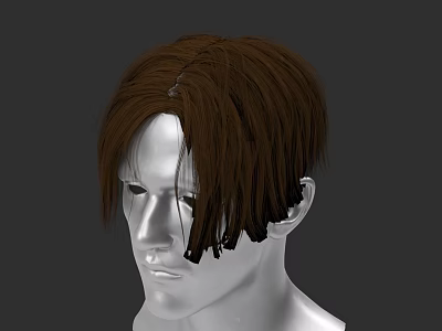 Game and Movie Character 3D Model with Brown Layered Hairstyle and Detailed Design 3d model