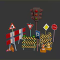 Traffic Control Equipment With Light Stop Yield Signs Barriers And Cones