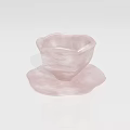 Elegant Heart Shaped Pink Cup With Saucer Smooth Marble Like Texture Decorative Tableware 3d model